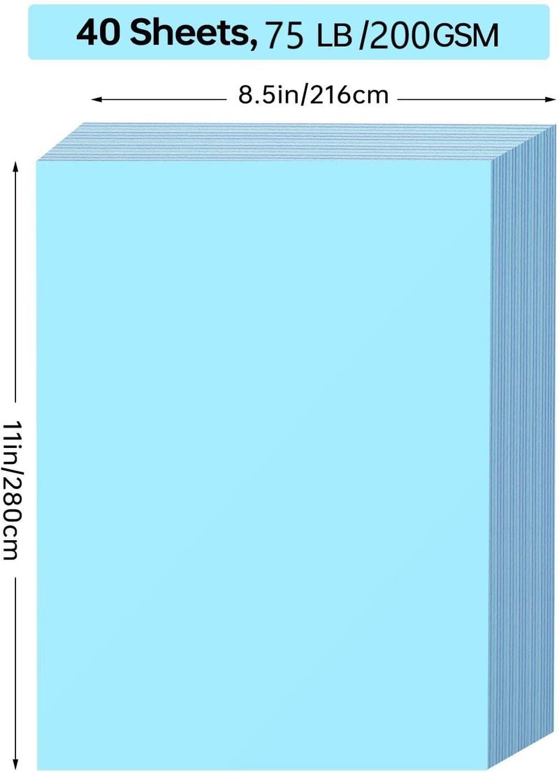 ALEWAPO Blue Cardstock 8.5 x 11 Thick Paper, 40 Sheets, ThickPaper 75 LB/200 GSM, Cardstock Printer Paper 8.5 x 11, Blue Card Stock for Invitations, Menus, Wedding, DIY Cards - Image 2